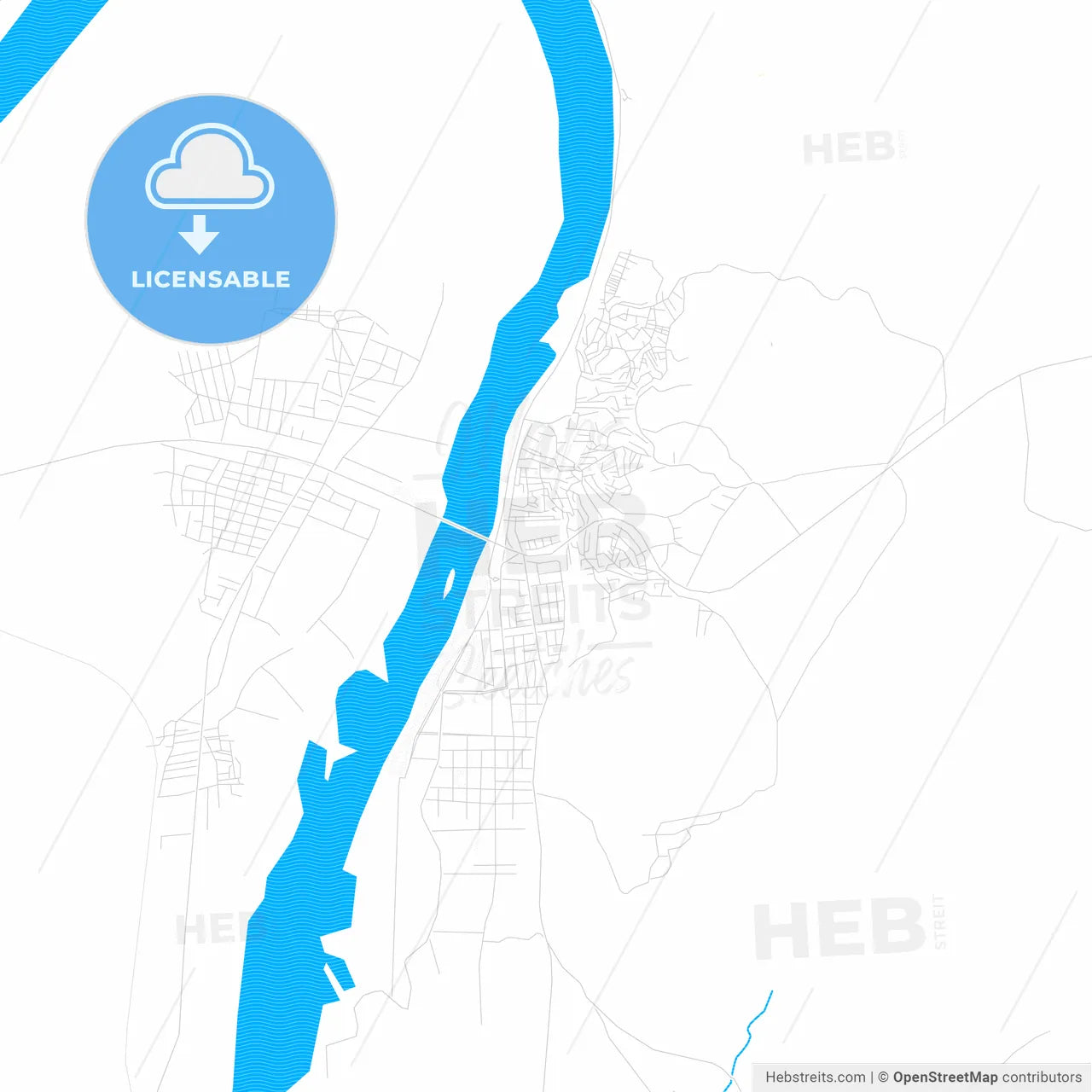 Birecik, Turkey PDF vector map with water in focus