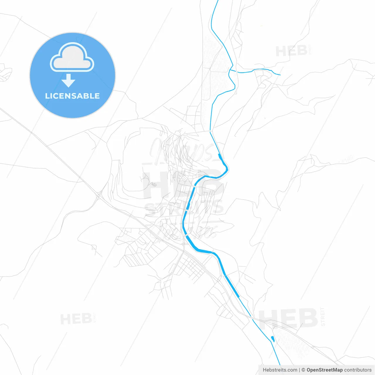 Bayburt, Turkey PDF vector map with water in focus