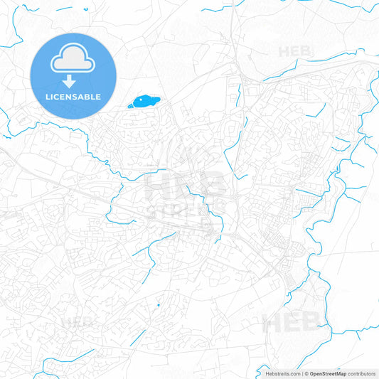 East Kilbride, Scotland PDF vector map with water in focus