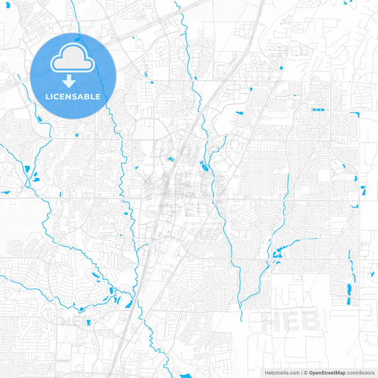 Allen, Texas, United States, PDF vector map with water in focus