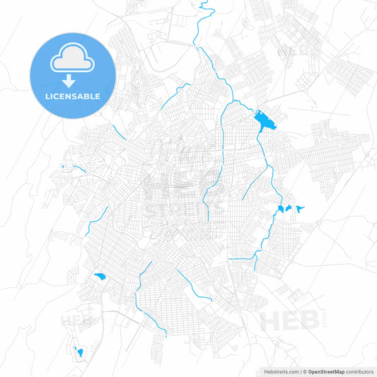 Montes Claros, Brazil PDF vector map with water in focus