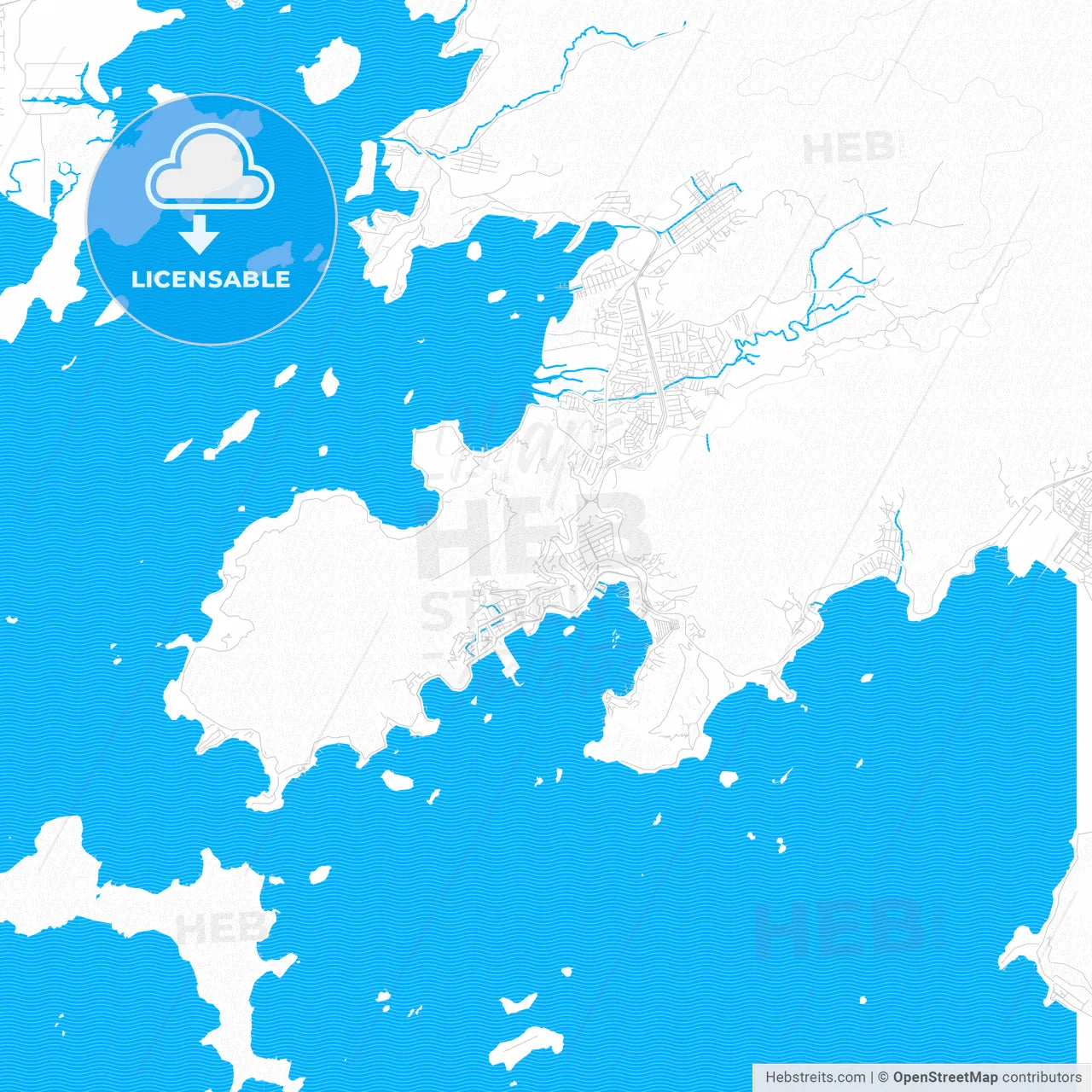Angra dos Reis, Brazil PDF vector map with water in focus