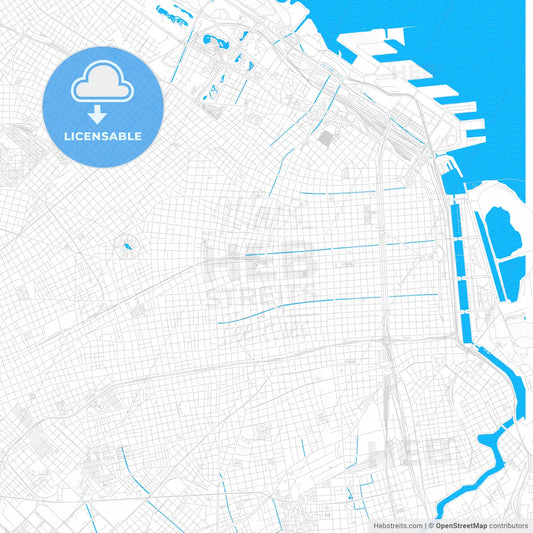Balvanera, Argentina PDF vector map with water in focus