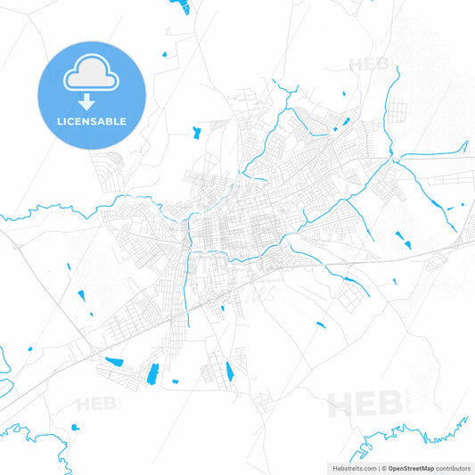 Itapetininga, Brazil PDF vector map with water in focus