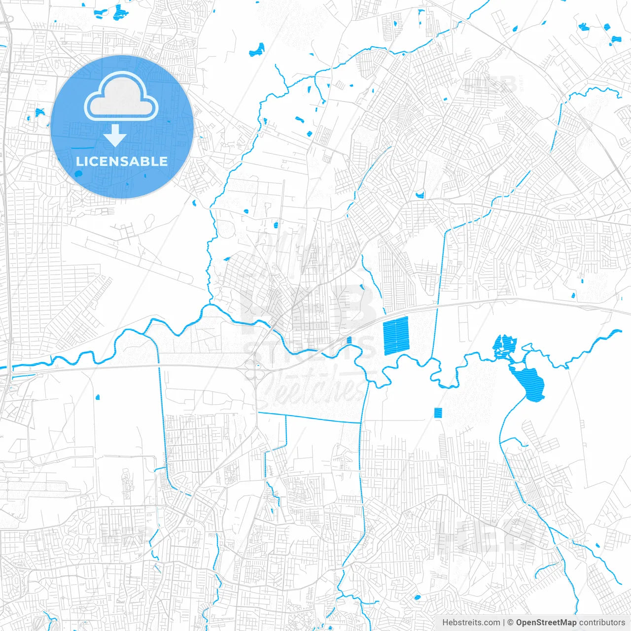 Cachoeirinha, Brazil PDF vector map with water in focus