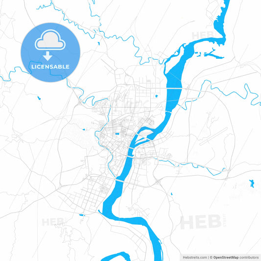Nanchong, China PDF vector map with water in focus