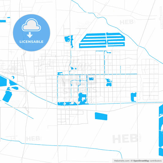 Dongying, China PDF vector map with water in focus