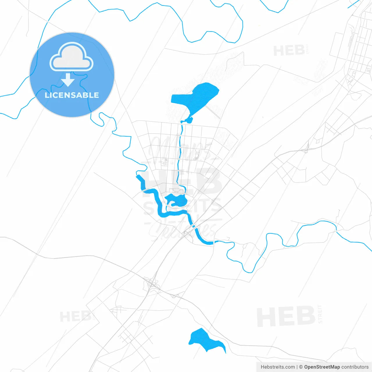 Tieling, China PDF vector map with water in focus