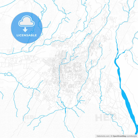 Dehradun, India PDF vector map with water in focus