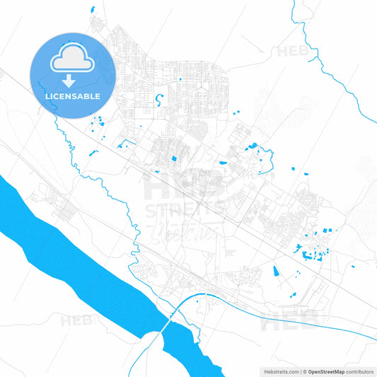 Durgapur, India PDF vector map with water in focus