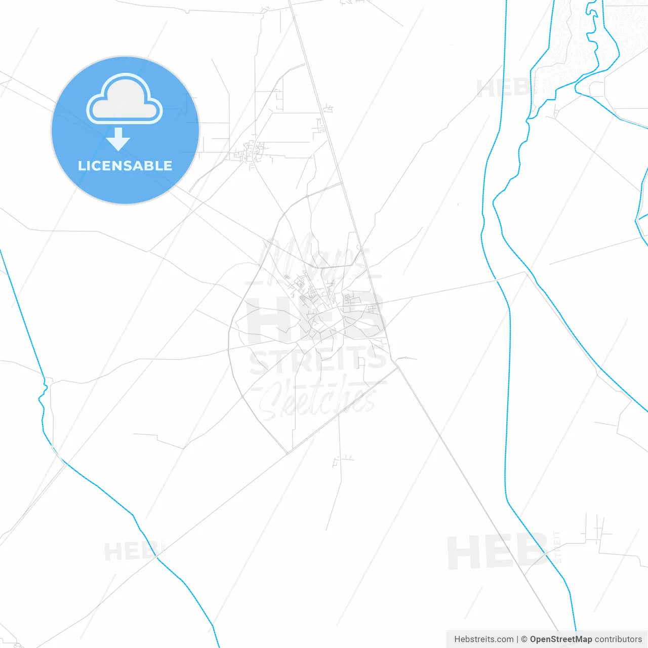 Kasur, Pakistan PDF vector map with water in focus