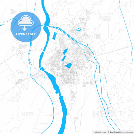 Kotri, Pakistan PDF vector map with water in focus