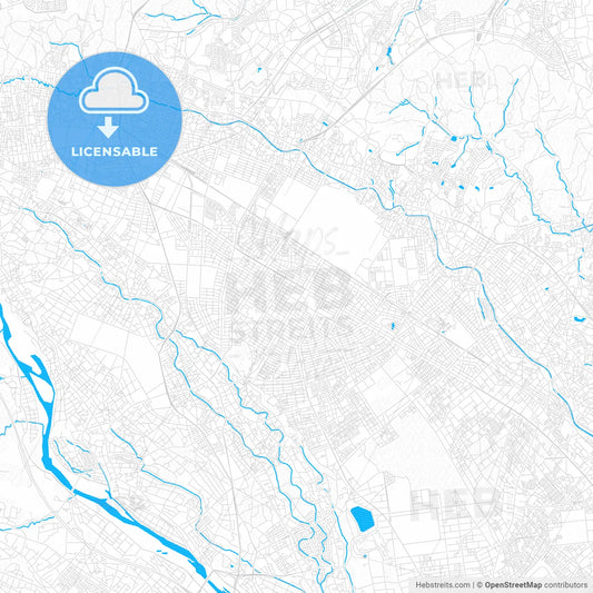 Sagamihara, Japan PDF vector map with water in focus
