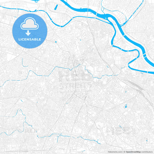 Itabashi, Japan PDF vector map with water in focus