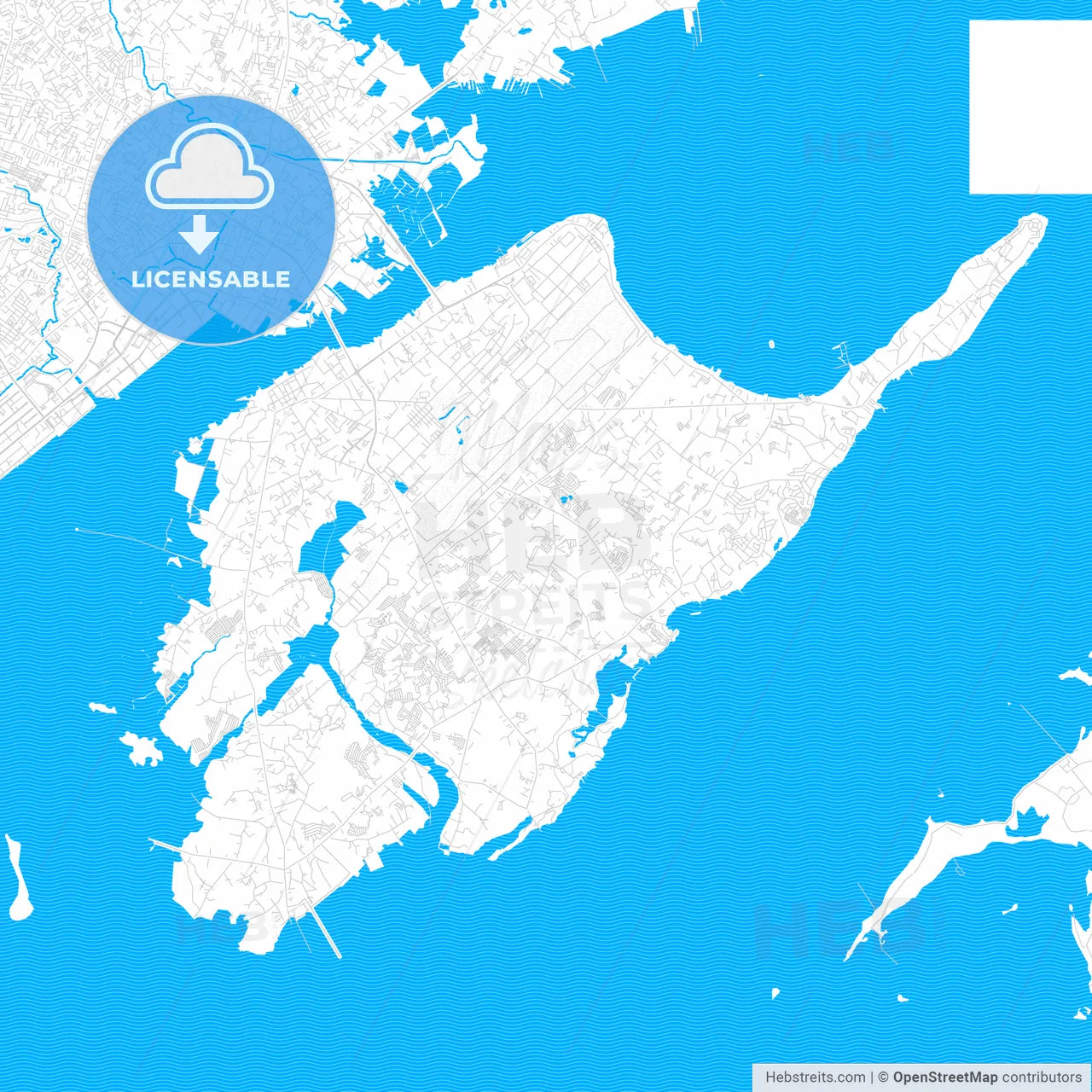 Lapu‑Lapu, Philippines PDF vector map with water in focus