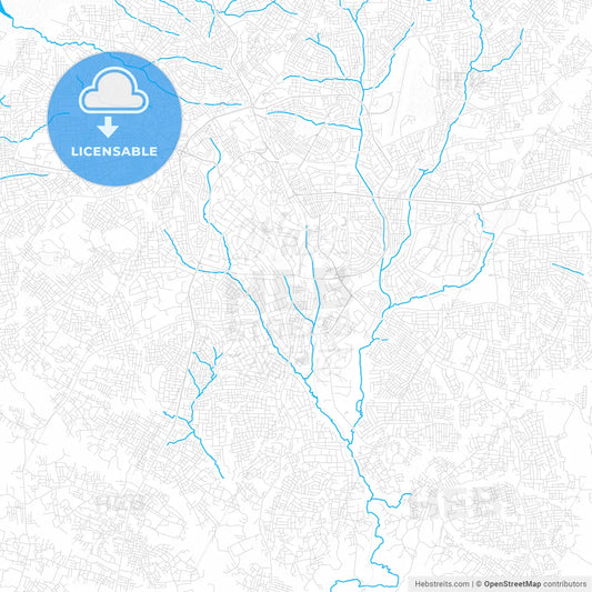 Kumasi, Ghana PDF vector map with water in focus