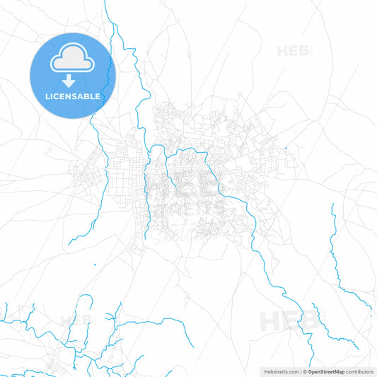 Mubi, Nigeria PDF vector map with water in focus