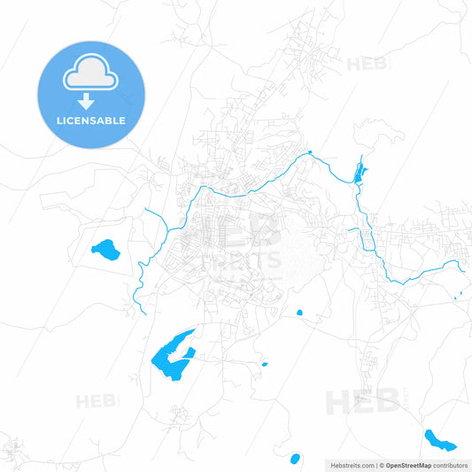 Obuase, Ghana PDF vector map with water in focus