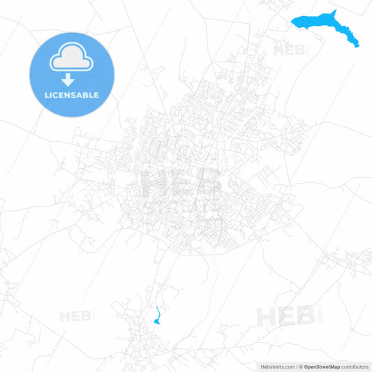 Offa, Nigeria PDF vector map with water in focus