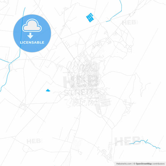 Korçë, Albania PDF vector map with water in focus