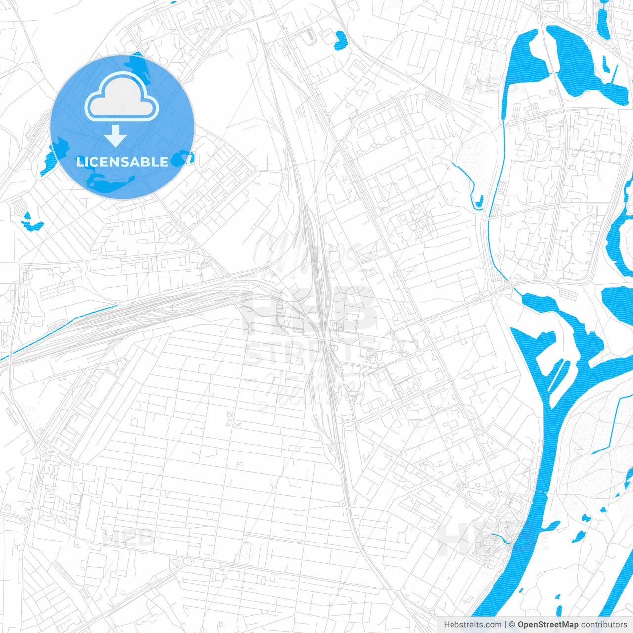 Gomel, Belarus PDF vector map with water in focus