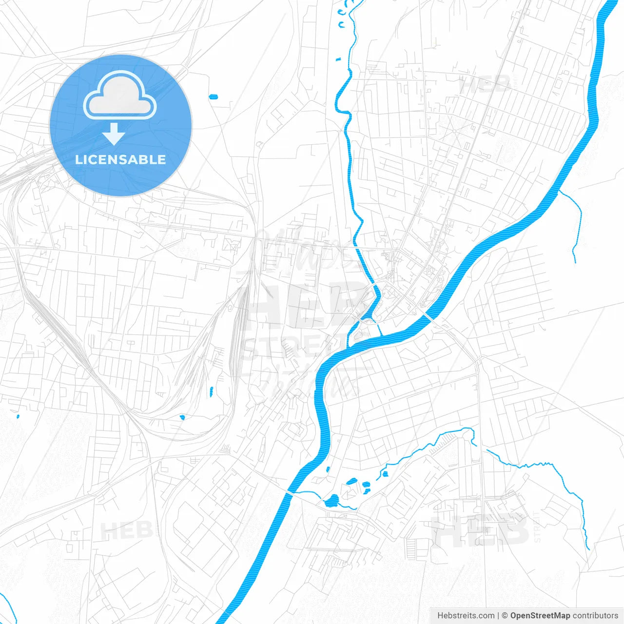 Orsha, Belarus PDF vector map with water in focus