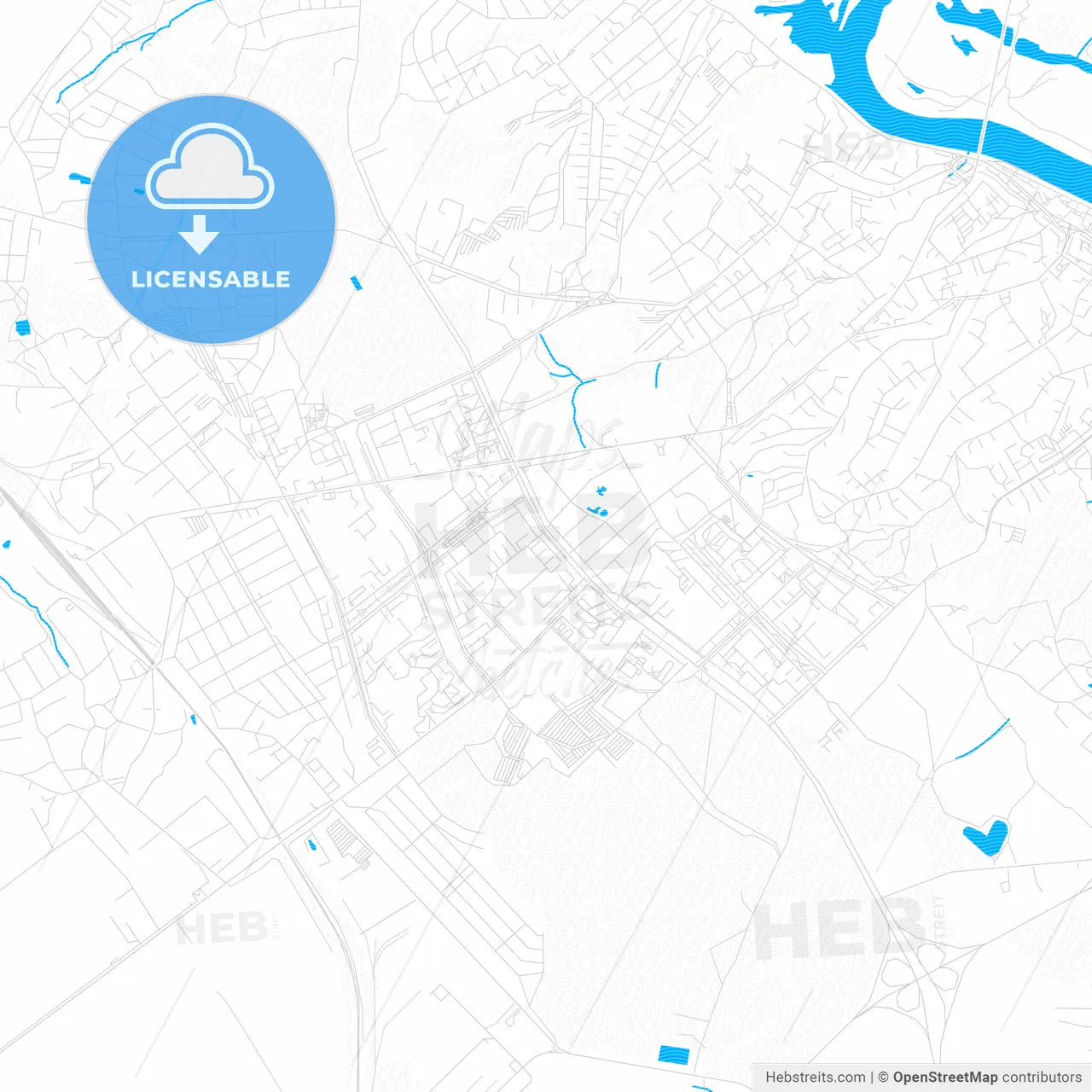 Mazyr, Belarus PDF vector map with water in focus