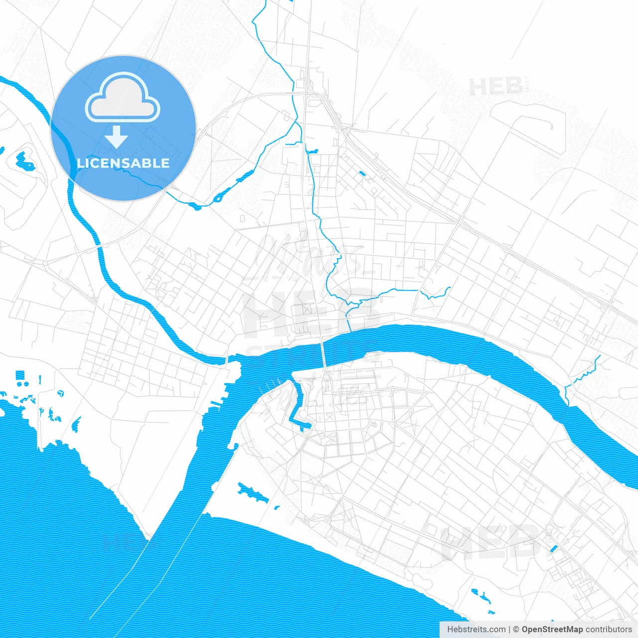 Pärnu, Estonia PDF vector map with water in focus