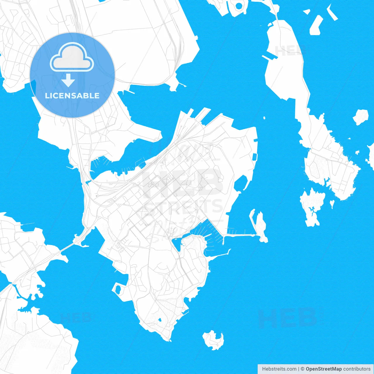 Kotka, Finland PDF vector map with water in focus