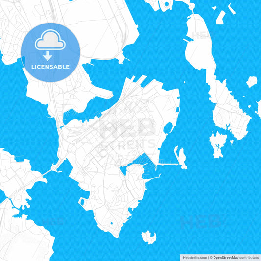 Kotka, Finland PDF vector map with water in focus