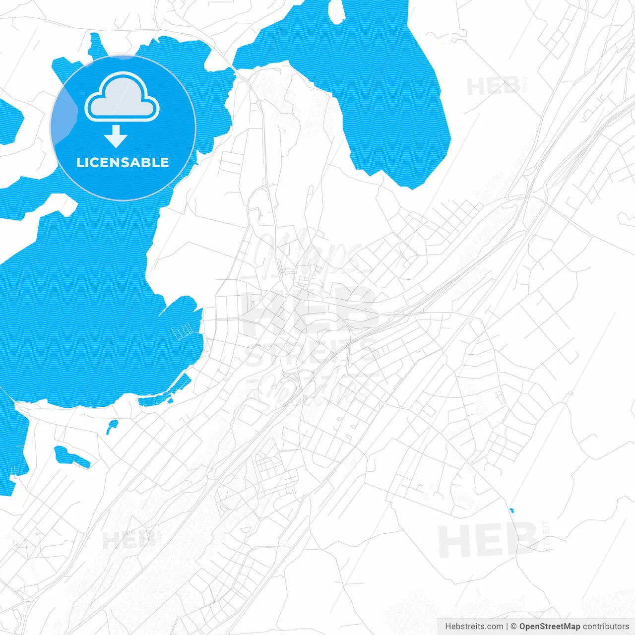 Lohja, Finland PDF vector map with water in focus