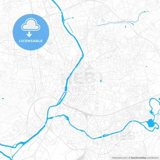 Le Mans, France PDF vector map with water in focus