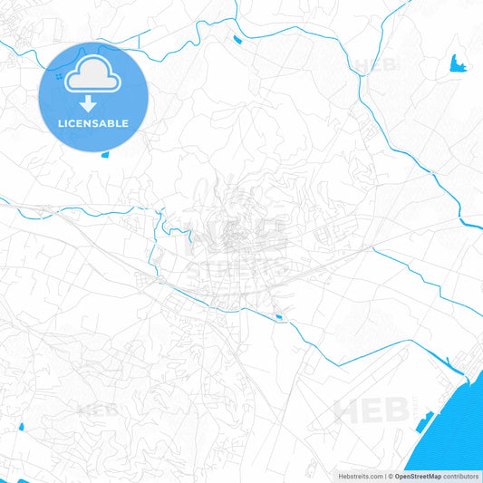 Hyères, France PDF vector map with water in focus