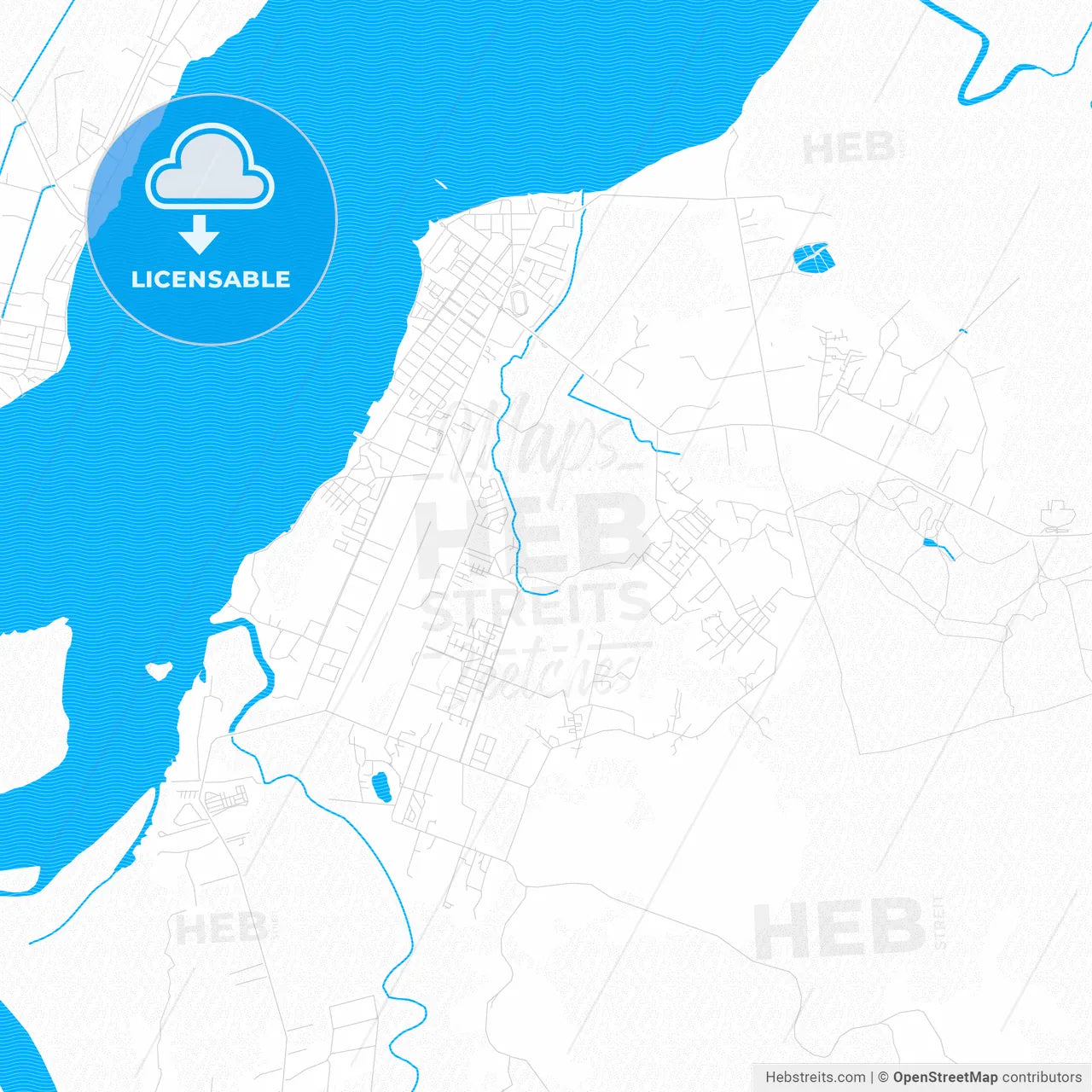 Saint-Laurent-du-Maroni, France PDF vector map with water in focus