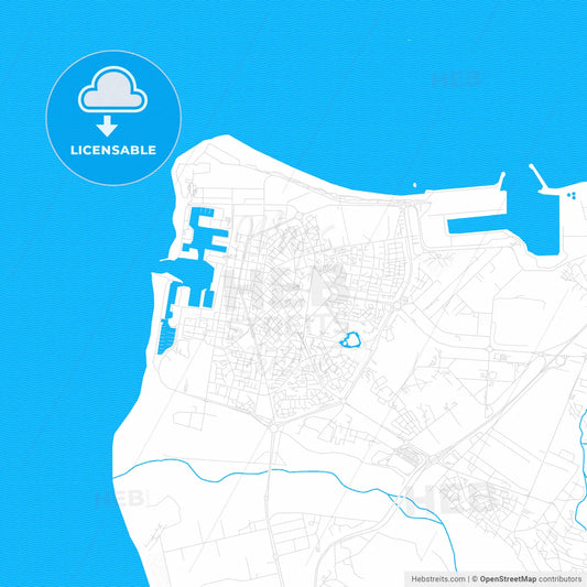 Le Port, France PDF vector map with water in focus