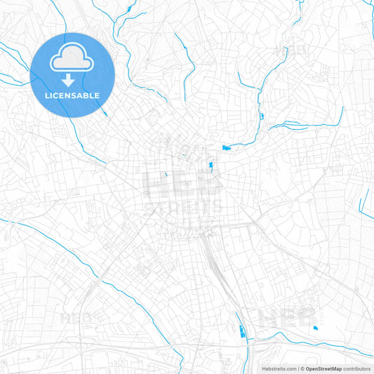 Wiesbaden, Germany PDF vector map with water in focus