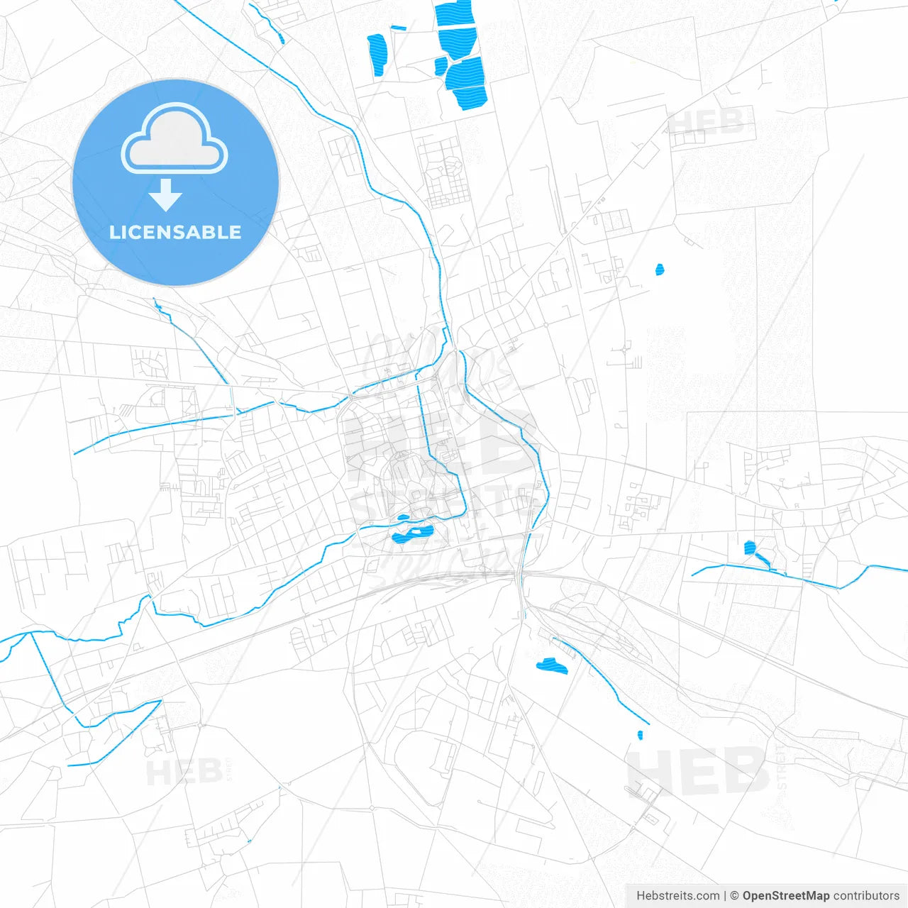 Gotha, Germany PDF vector map with water in focus