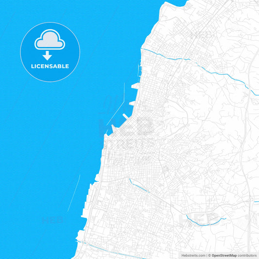 Patras, Greece PDF vector map with water in focus