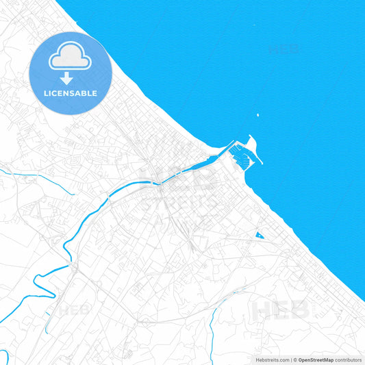 Pescara, Italy PDF vector map with water in focus