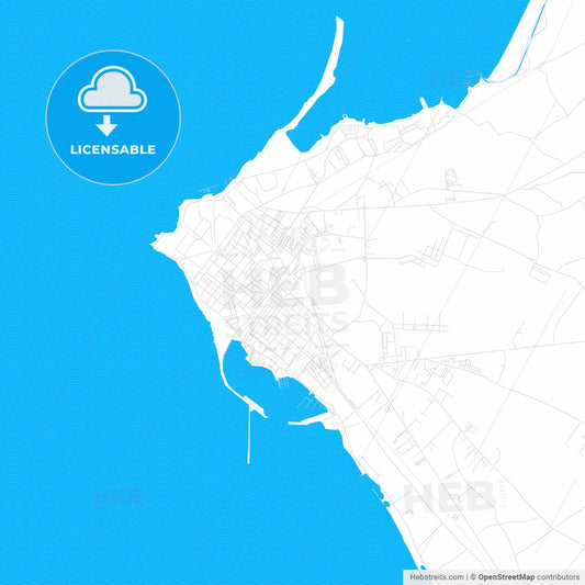 Marsala, Italy PDF vector map with water in focus