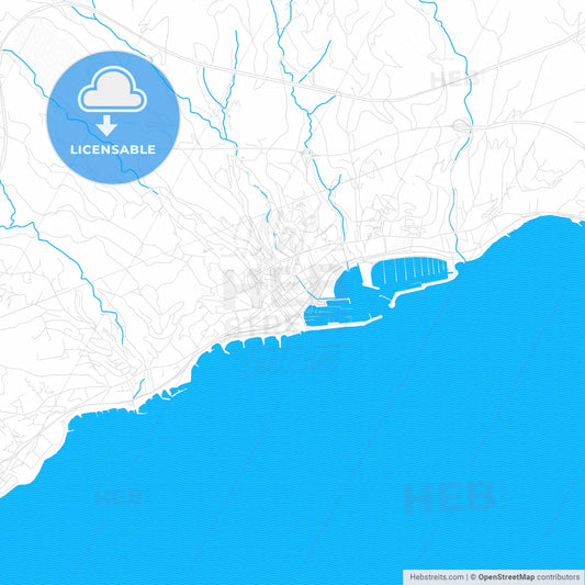 Sanremo, Italy PDF vector map with water in focus