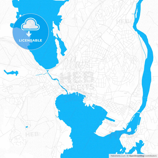 Larvik, Norway PDF vector map with water in focus