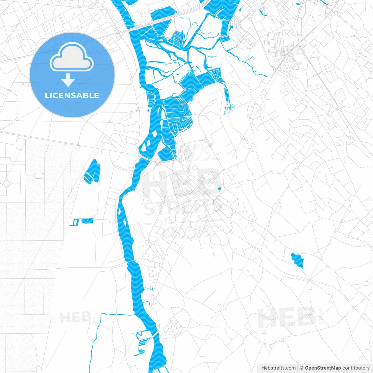 Ílhavo, Portugal PDF vector map with water in focus