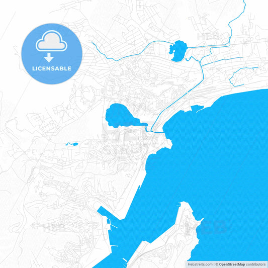Nakhodka, Russia PDF vector map with water in focus