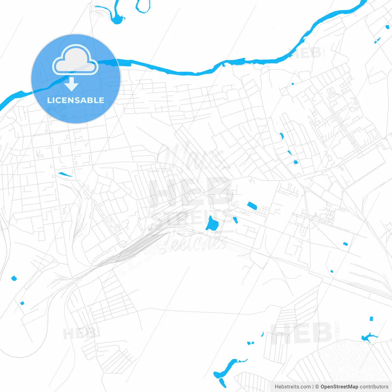 Balashov, Russia PDF vector map with water in focus