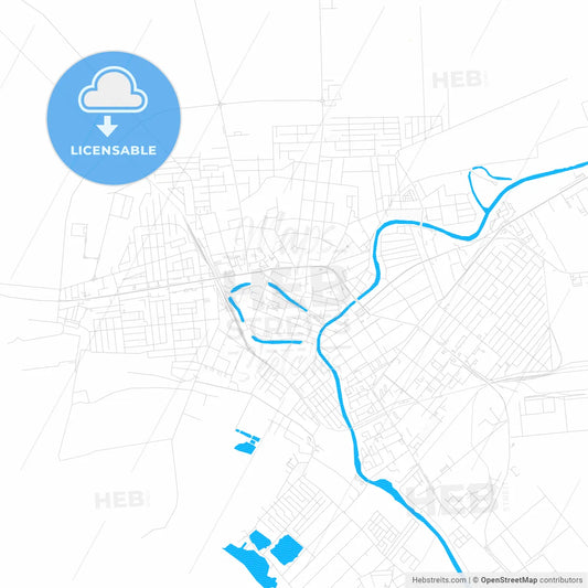 Zrenjanin, Serbia PDF vector map with water in focus