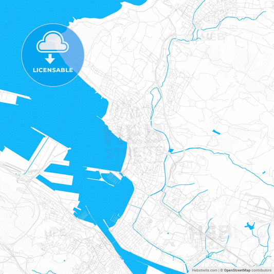 Algorta, Spain PDF vector map with water in focus