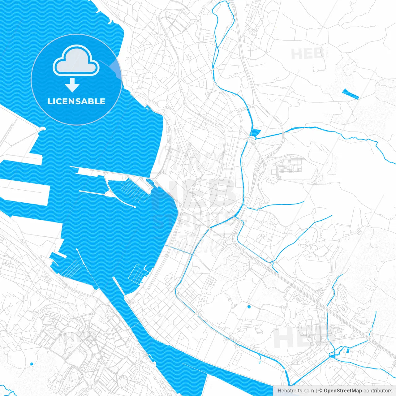 Getxo, Spain Pdf Vector Map With Water In Focus – HEBSTREITS