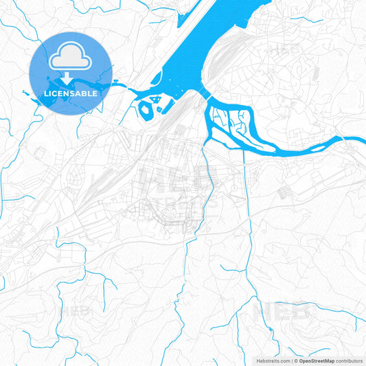 Irun, Spain PDF vector map with water in focus