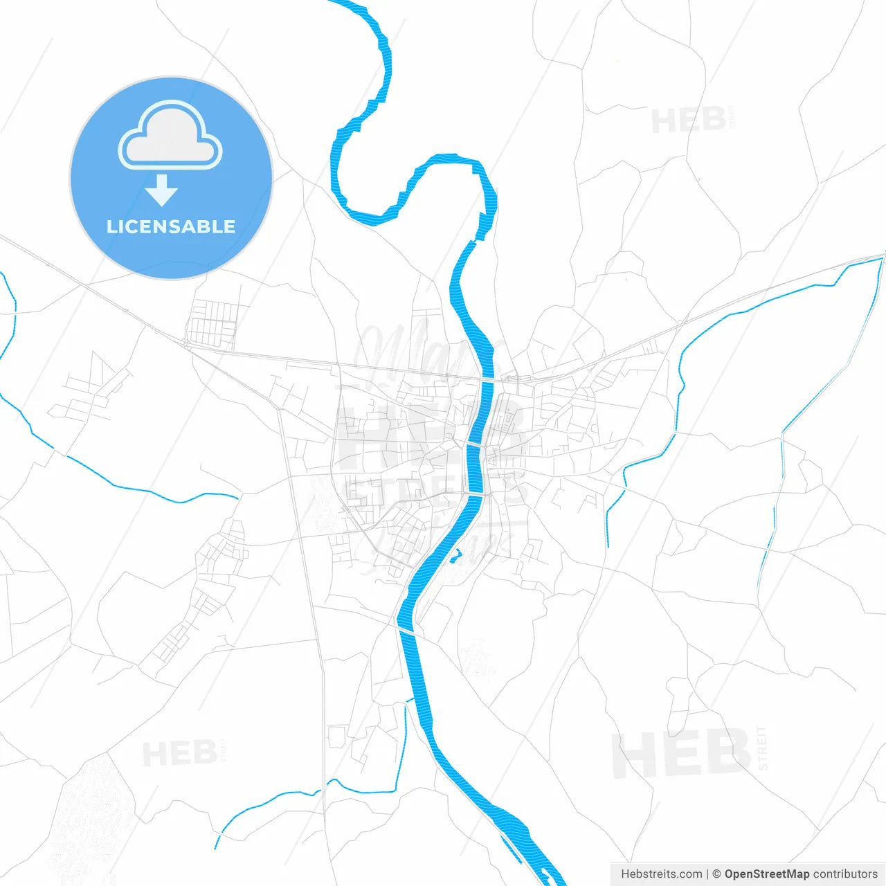 Çarşamba, Turkey PDF vector map with water in focus